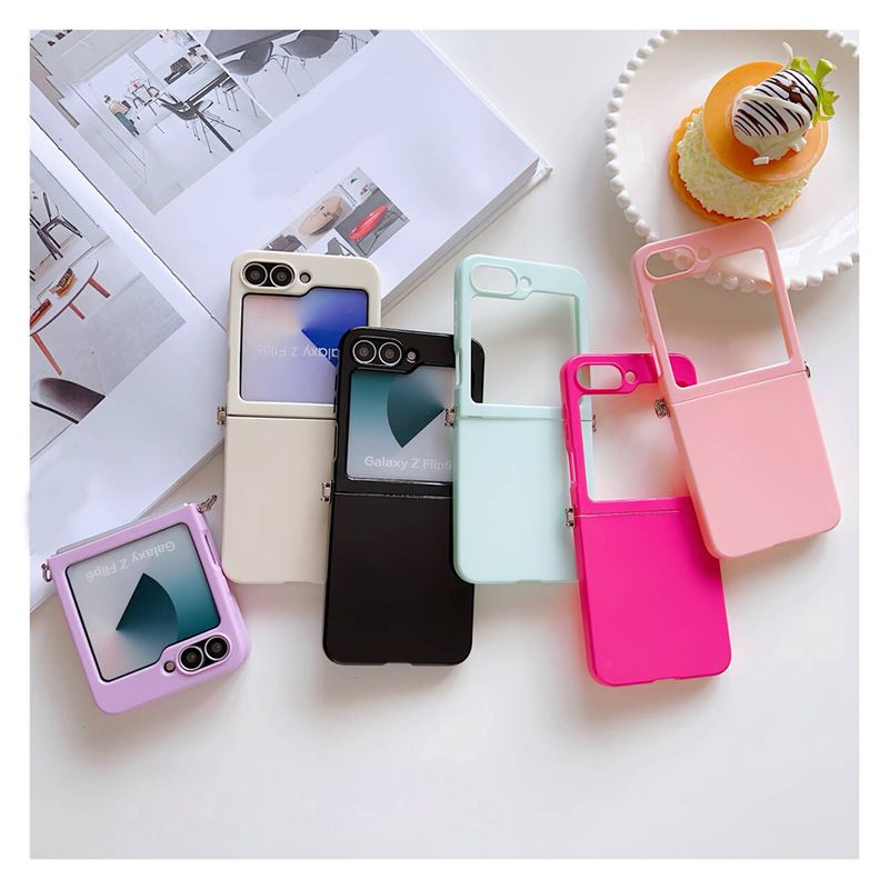 Carcasă de telefon mobilă, culoare bomboane, subțire, moale, pentru Samsung Galaxy Z Flip 3 4 5 6, cu conector metalic, coque funda_voghion.com