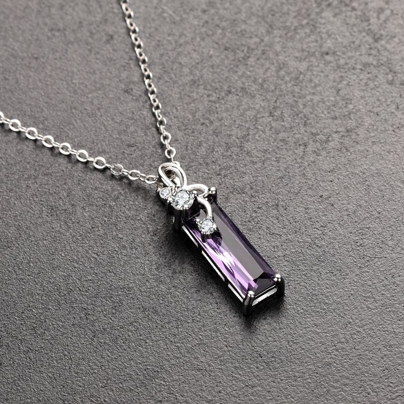 Moda Reale S Sterg Argento 45cm Collana Pendente Donna Catena Lucchetto Viola Ametista Naturale Colgante De Pierscionk Gioielli_voghion.com