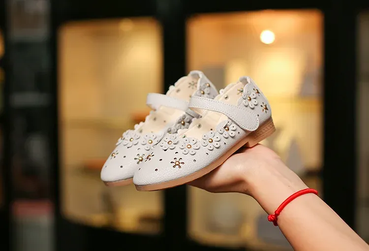 Bambini Bambino Bianco per Festa di Nozze Moda Principessa Scarpe in Pelle con Fondo Morbido Bambini Grandi Ragazze Fiore Appartamenti_voghion.com