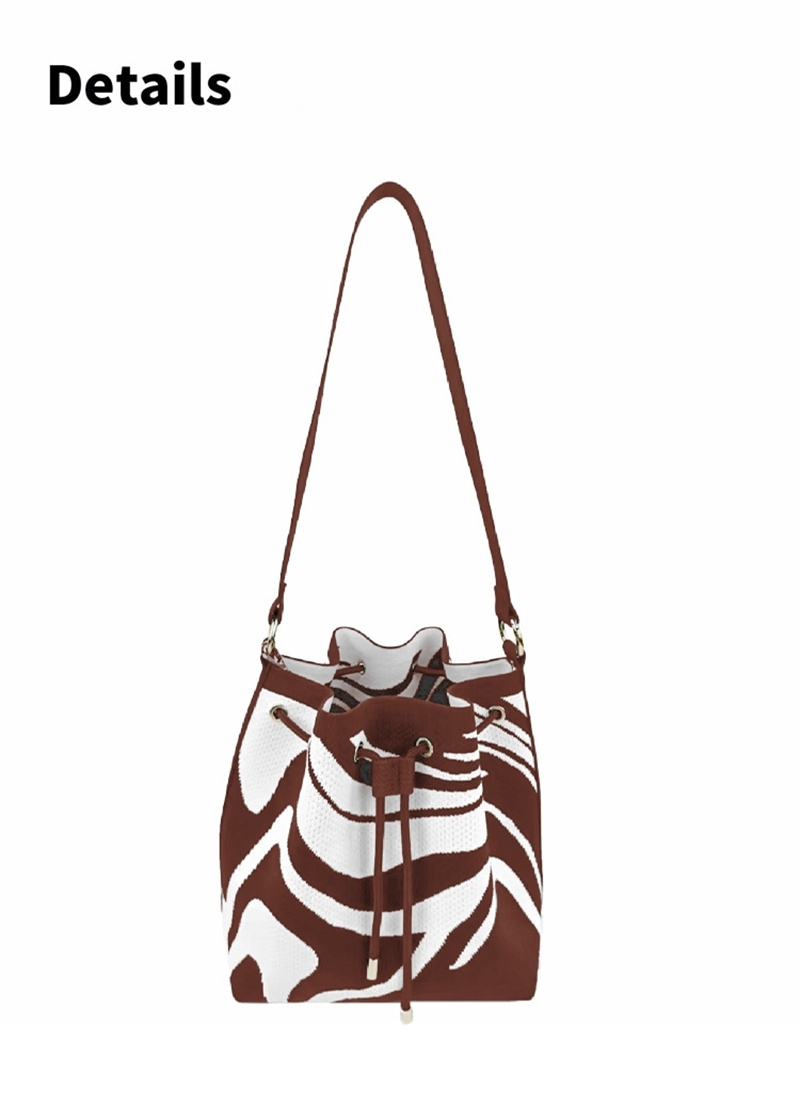 Borsa a secchiello a tracolla a tracolla Zebra di grande capacità da donna classica con stampa vintage originale di design_voghion.com