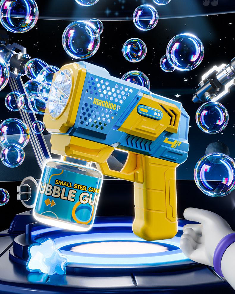 Automatisk bubbelpistol med LED-lampor - Cool elektrisk bubbelpistol för barn utomhuslek (perfekt present till pojkar och flickor)_voghion.com