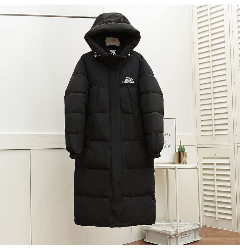 Unisex Long Puffer Jacket With Hood - Warm Winter Coat For Men & Women, Lightweight Polyester Fill, Loose Fit, 3D Pattern Design_voghion.com
