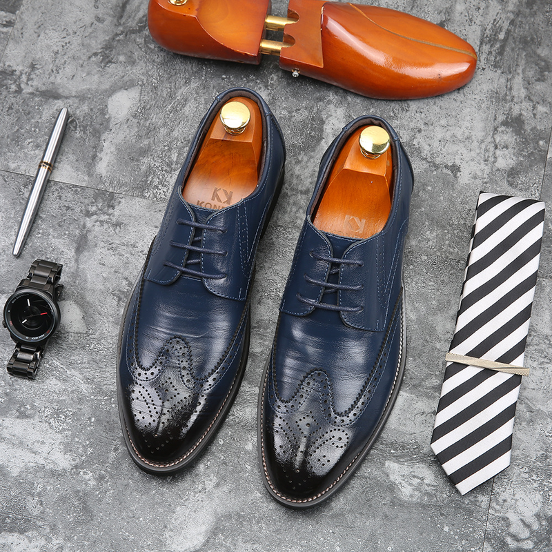 Scarpe da uomo eleganti, alla moda, con lacci, a punta, in pelle, di qualità imbattibile, nuove e oversize, taglie europee e francesi._voghion.com