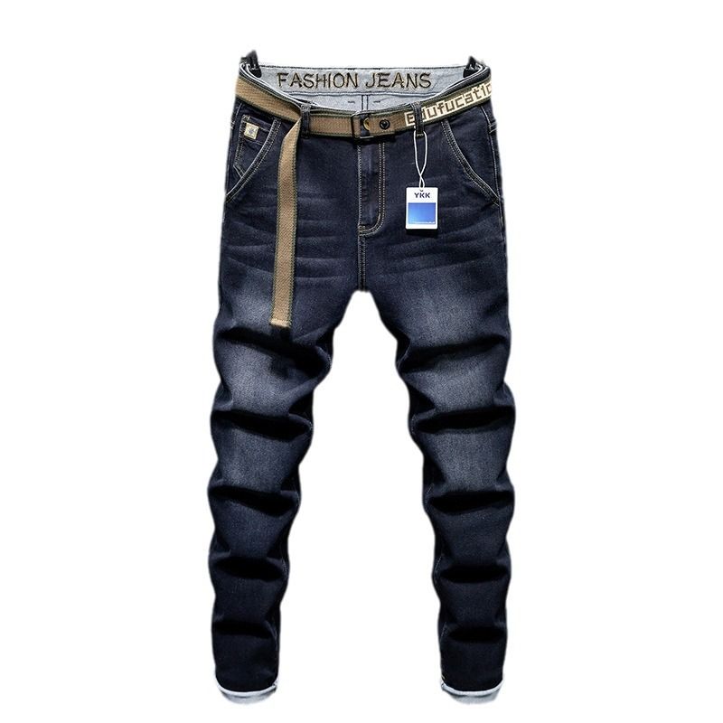 Herfst en winter nieuwe handdoek bodem verdikte jeans heren trendy merk Simple en Fattened plus size jeans heren thermische broeken_voghion.com