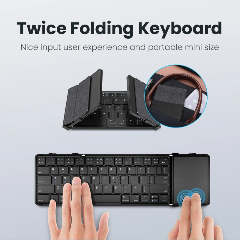 AVATTO prenosna mini zložljiva brezžična Bluetooth 5.1 tipkovnica s 3-kanalno povezavo za Windows, Android, IOS, tablico, iPad, telefon_voghion.com