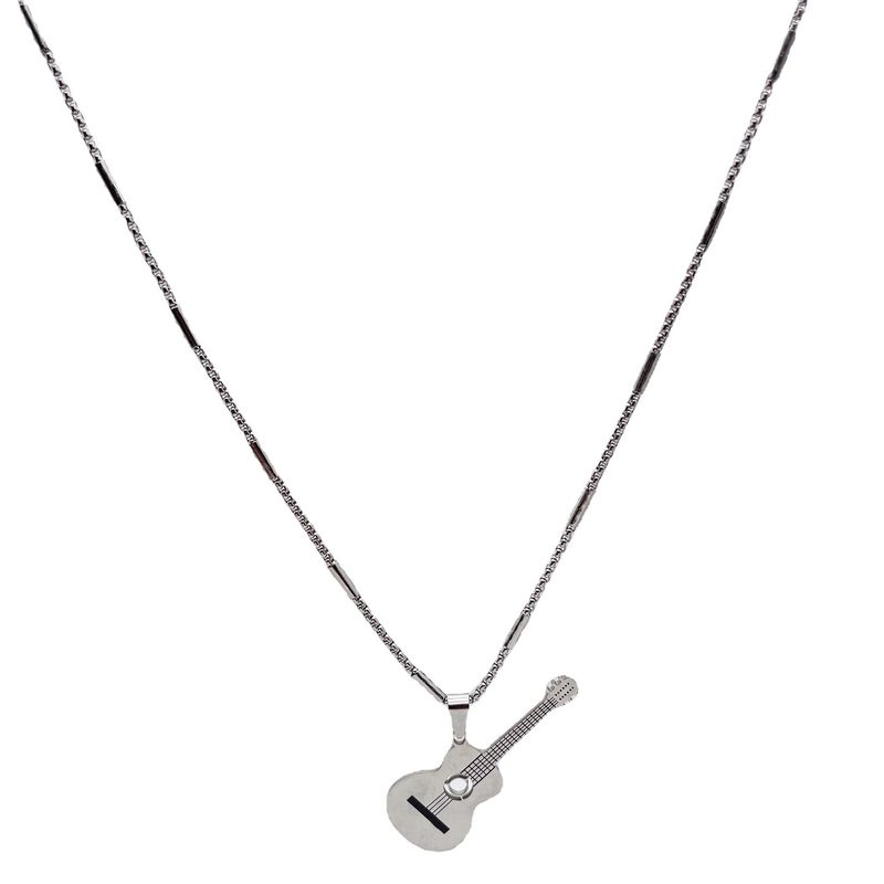Personlig trendig märkeskändis med samma kombination av rostfritt gitarrhalsband, bleknar inte hänge, hiphop_voghion.com