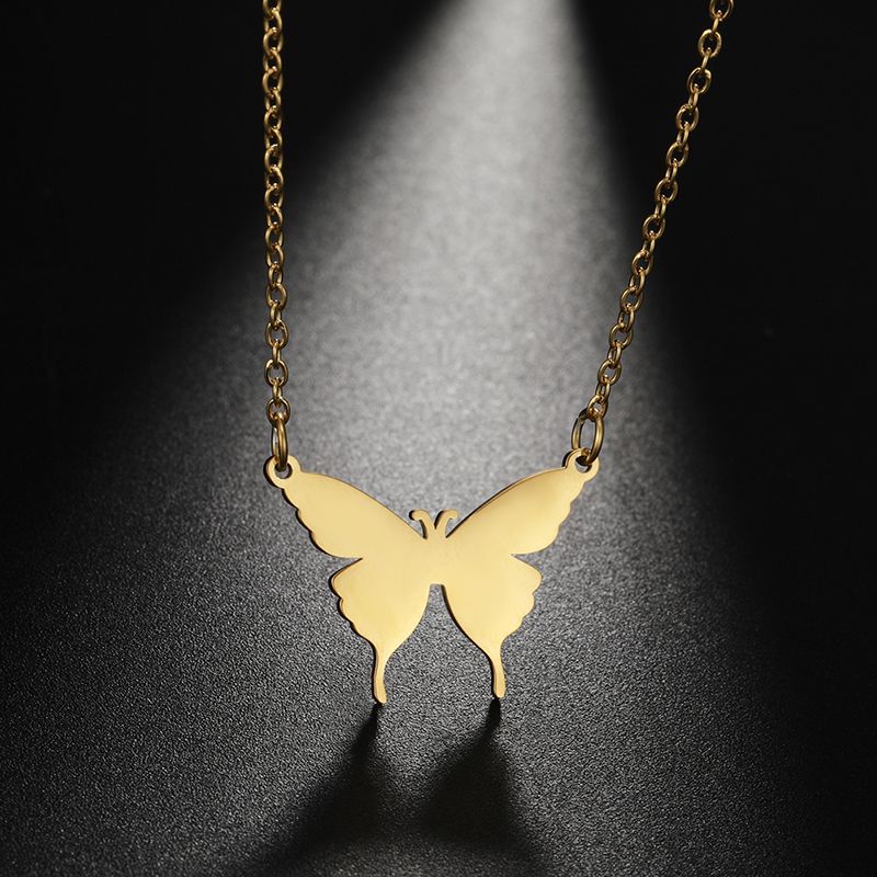 Mode roestvrij staal goud zilver kleur vlinder hanger ketting voor vrouwen sieraden kerstcadeau_voghion.com