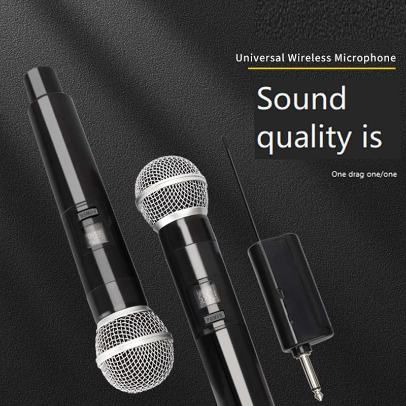 Belaidis mikrofonas 2 kanalai UHF profesionalus nešiojamas mikrofonas vakarėlių karaoke bažnyčios šou susitikimui_voghion.com