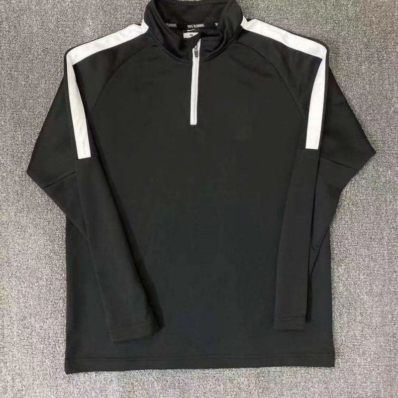 Conjunto de roupas fitness masculinas, secagem rápida, treinamento, gola alta solta, manga comprida, meio zíper, corrida, top, nova roupa esportiva_voghion.com