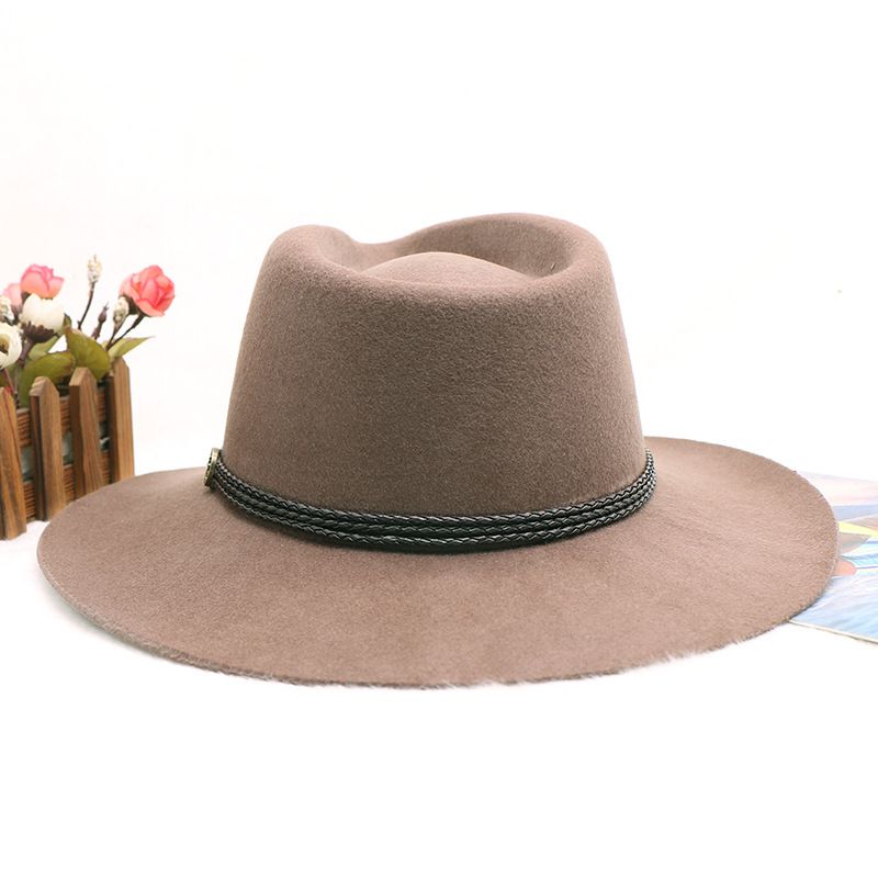 Wollen cowboyhoed met knopen voor heren jazzhoge hoed Herfst-/winterhoed_voghion.com