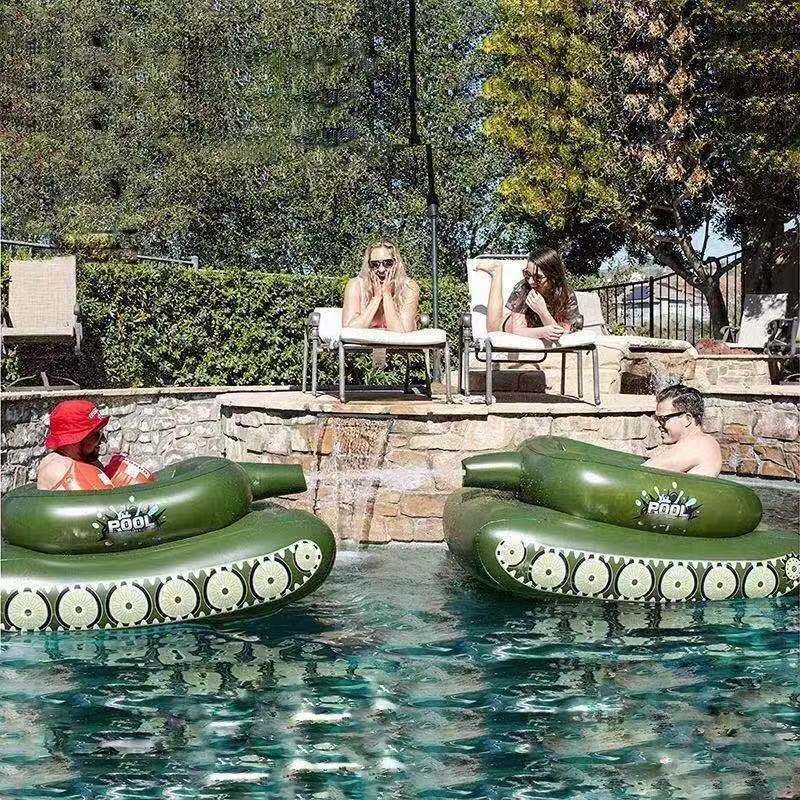 Inflatable Spray With Gun For Adults, Ride-on Children's Swimming Ring, Water Battle Tank, Can Sit On Tank Vehicle_voghion.com