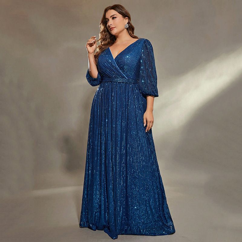 Elegant Long Sleeve Evening Gown For Women - Formal Party Dress With Queenly Aura, Slimming Fit, High Waist Floor Length For Banquets Performances_voghion.com