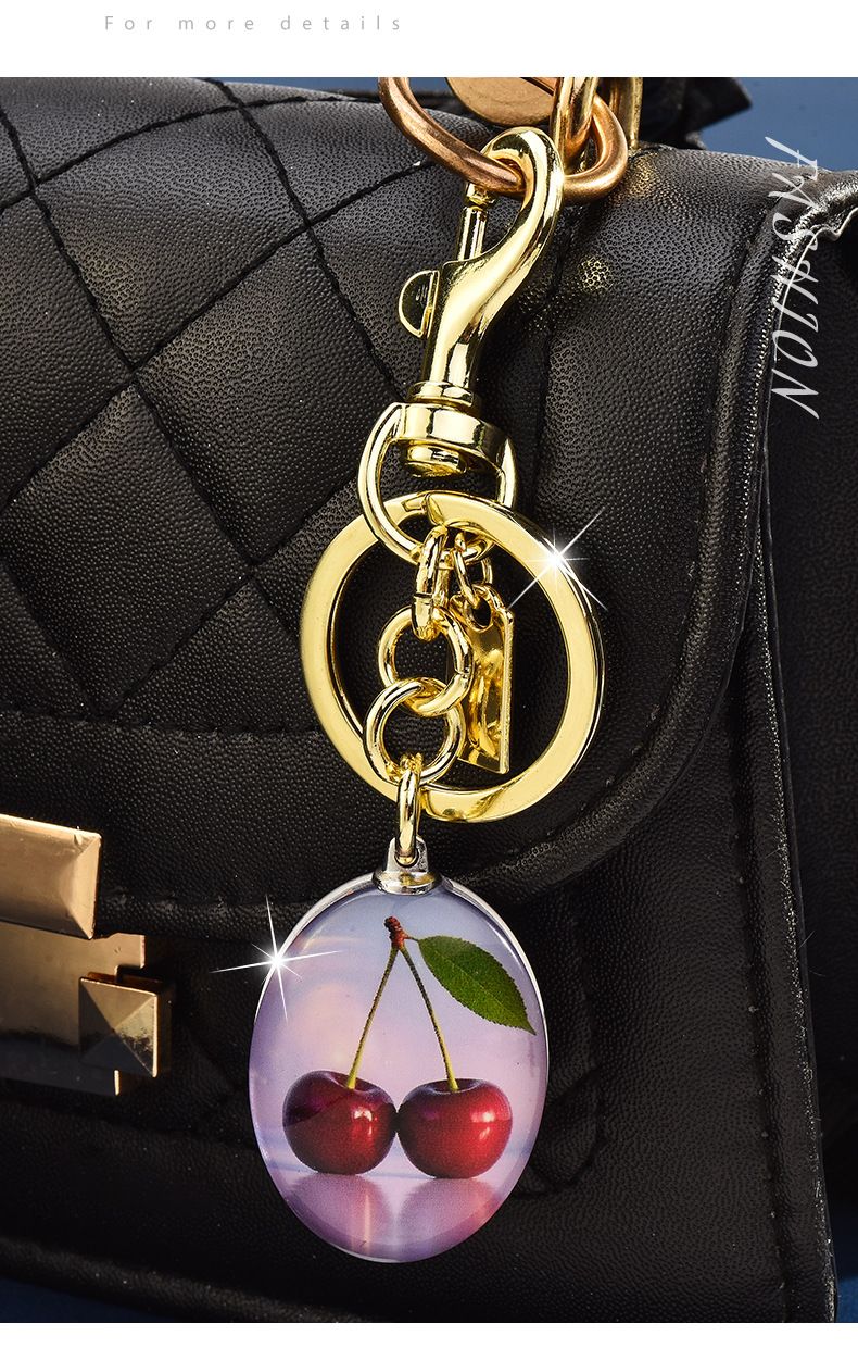 Neue Ankunft Obst Serie Kirsche Anhänger Tasche Auto Keychain Basketball Fan Geschenk_voghion.com