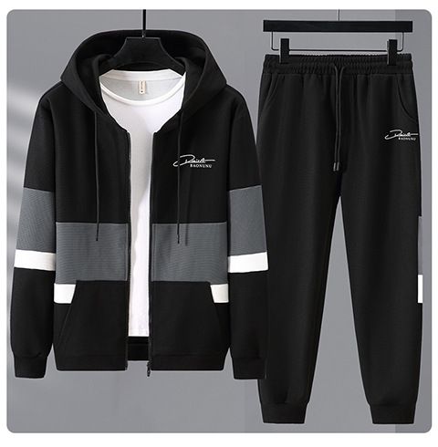 Herren-Set aus Kapuzenpullover und Jogginghose in Übergröße – 5XL bis 11XL, bequemer Pullover mit Reißverschluss und Kapuzensweatshirt und Jogginghose für große und schwere Männer_voghion.com