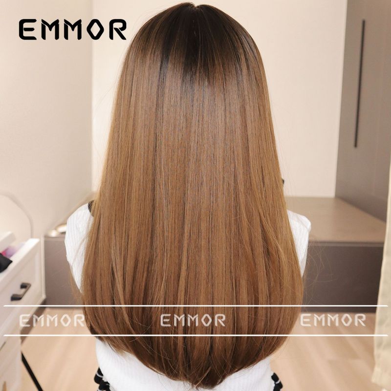 Perruque air frange cheveux longs petites boucles filles blanches naturelles se sentent perruque en fibre chimique couvre-tête_voghion.com