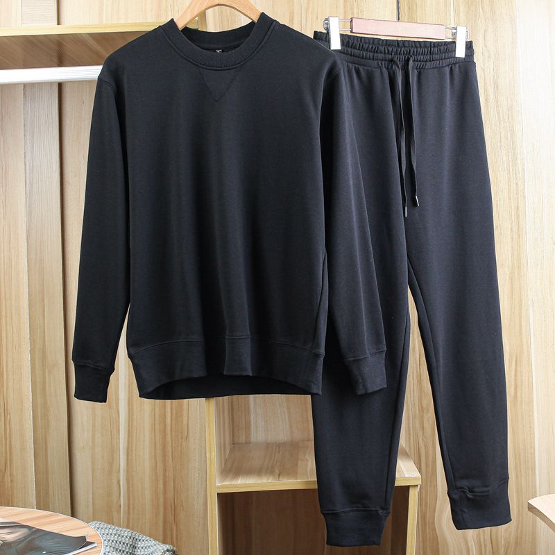 2025 K Gute Waren 100 Äußere Mao Casual Sports Herren Einfarbig Langarm Reine Baumwolle Sweatshirt Zweiteiliges Set 2a1d_voghion.com