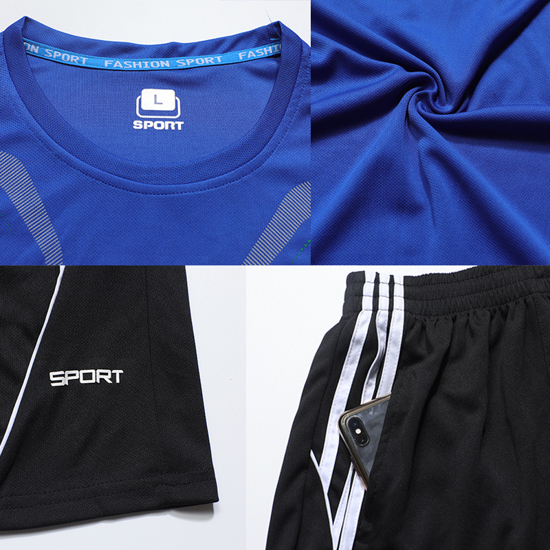 Summer men's outdoor sports suit short sleeved quick drying clothes, breathable team size running fitness suit_voghion.com