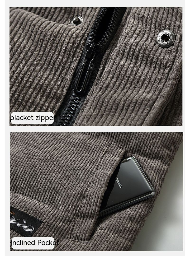 Vīriešu korejiešu versijas velveta ikdienas dūnu kokvilnas silta ziemas āra veste H838_voghion.com