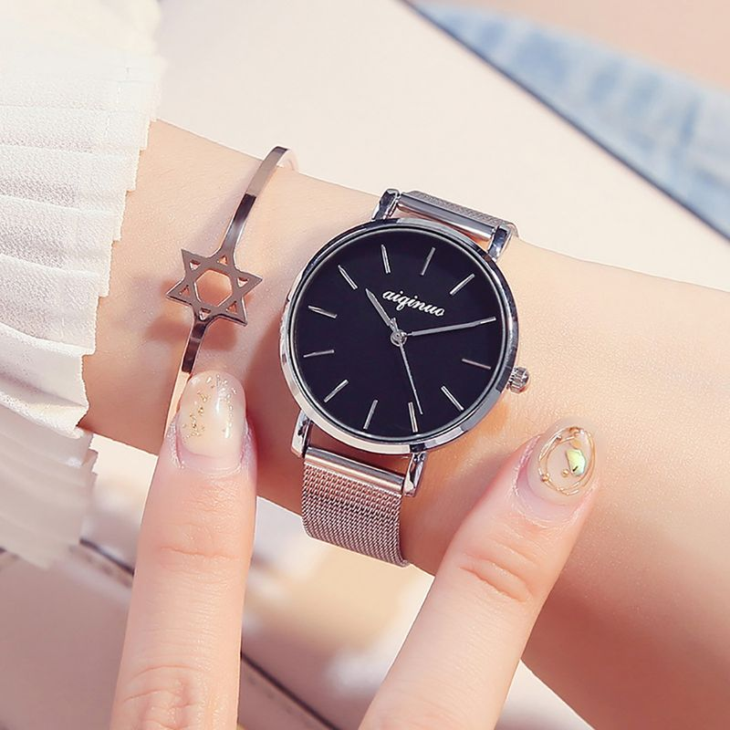 Yamaler mode femme bracelet en alliage cadran rond sans chiffres Quartz analogique montre-bracelet cadeau_voghion.com