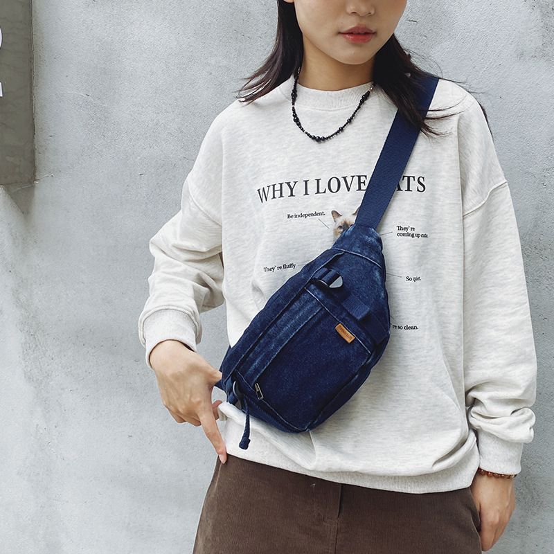 Nuova borsa a tracolla alla moda casual da donna, in denim alla moda, di grande capacità, per esterni, 2024_voghion.com