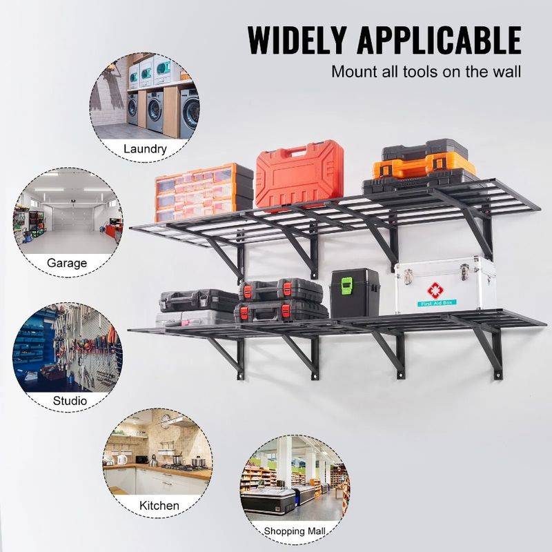 Ft 2 Heavy Capacity 2 Pack Rac Mounted Garage Storage Total Lbs Storage Wall Load Shelving Garage Duty 6 Garage X 1600 Shelves_voghion.com