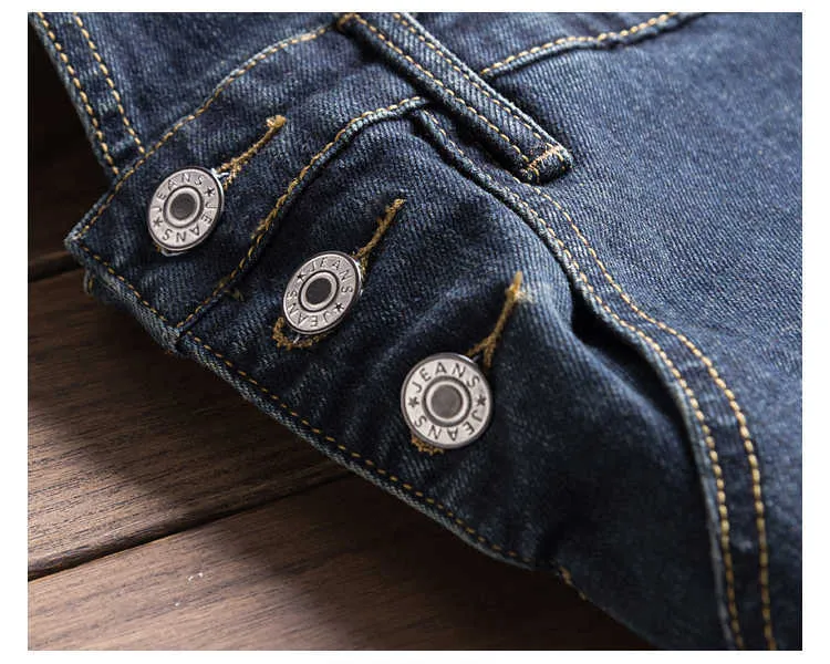 Jeans Sokotoo salopette en denim bleu foncé pour hommes jean Slim coupe décontractée pantalon cargo à poches combinaisons à bretelles T221102_voghion.com