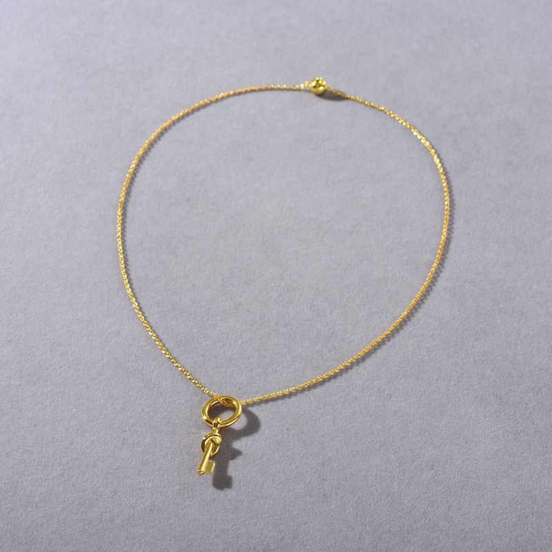 Minimalistische geometrische sleutelhanger voor damessieraden - elegante gelaagde ketting voor dagelijks gebruik in goud en zilver. Niche-ketting_voghion.com