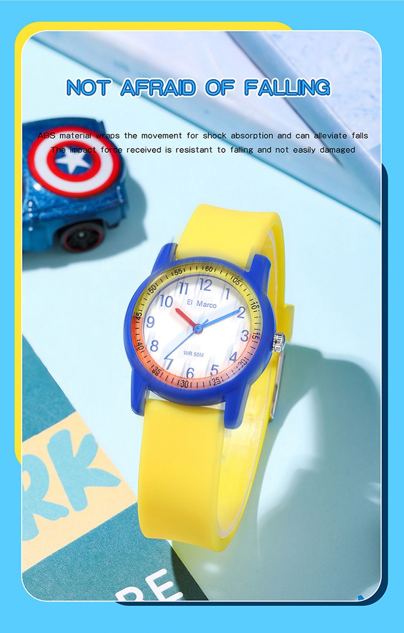 Round Dial Waterproof Quartz Watch For Kids And Teens - Stylish Casual Timepiece With 50M Water Resistance, Japanese Movement, And Durable TPU Strap_voghion.com