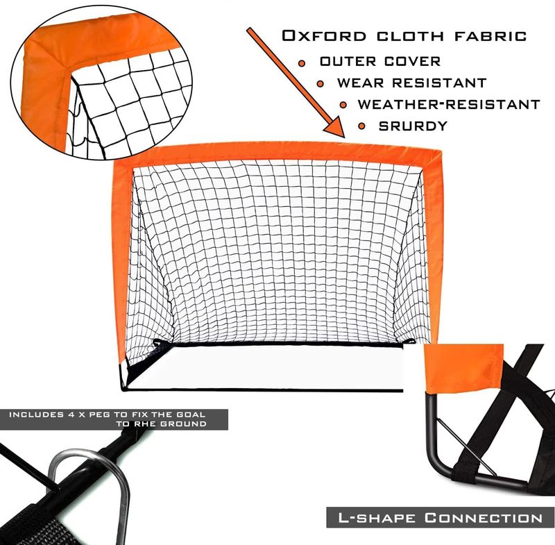 Porta da calcio portatile per bambini 4x3 piedi - Porta da calcio da spiaggia pieghevole per uso esterno_voghion.com