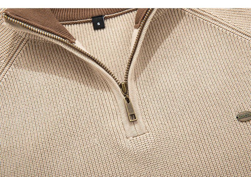 Men's Ribbed Knit Sweater – Half-Zip Mock Neck Pullover (Thermal Insulated, Stretch Comfort, Machine Washable, Winter Casual & Smart Wear)_voghion.com
