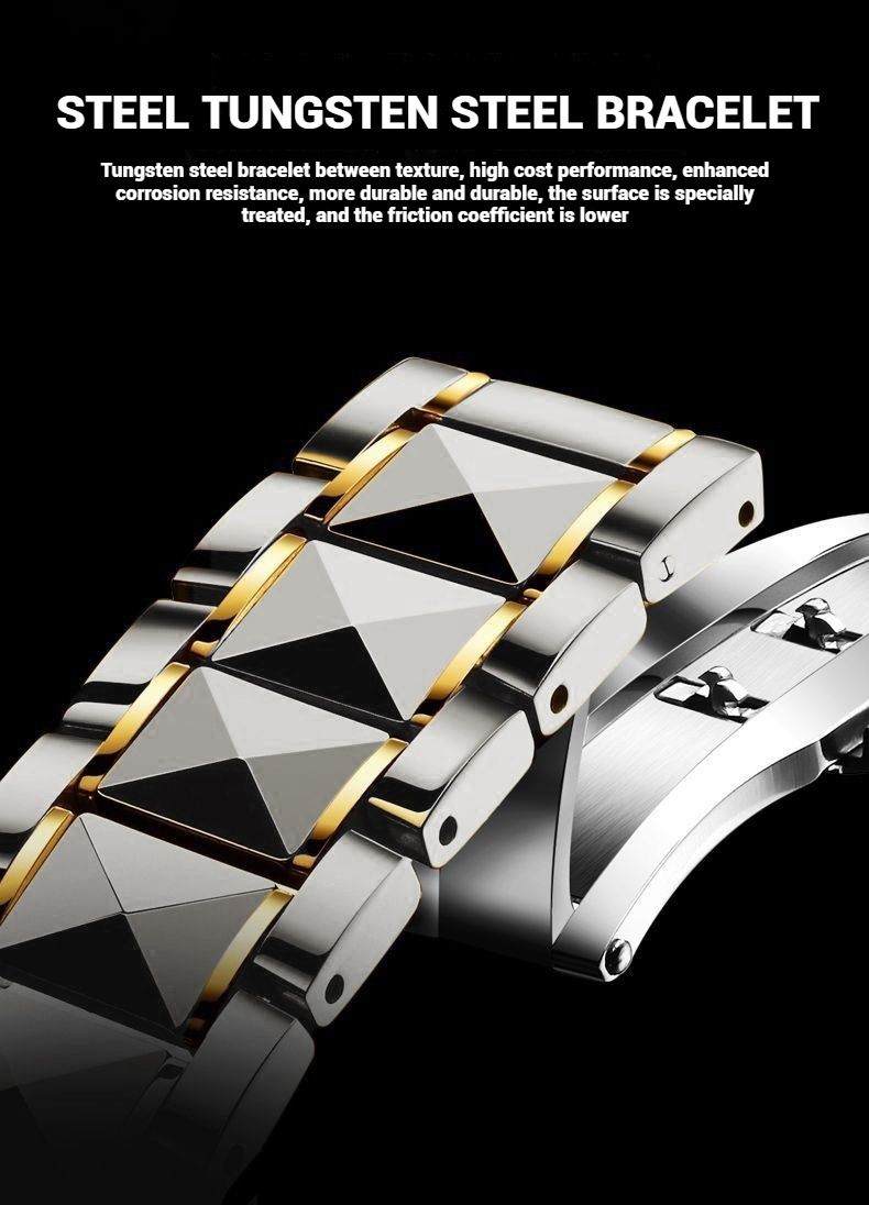 Orologio da uomo al quarzo di lusso con fasi lunari e indicazione della settimana, cassa e cinturino in acciaio inossidabile, vetro in cristallo minerale, resistente all'acqua_voghion.com