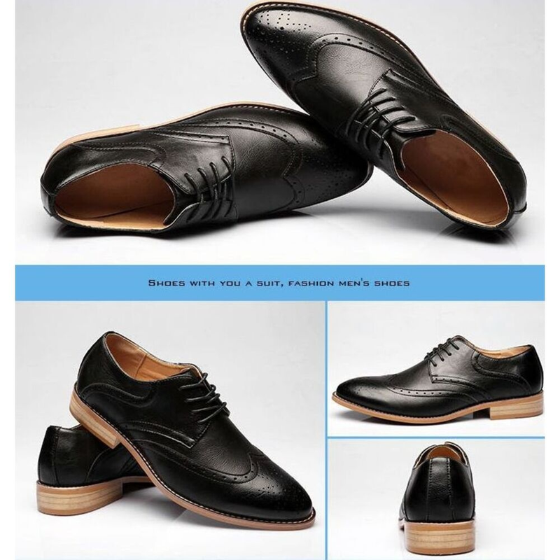 Formale Oxford-Schuhe aus Leder für Herren, Schnürschuhe, Business-Schuhe mit spitzer Zehenpartie, für Hochzeit, Party, rutschfest_voghion.com