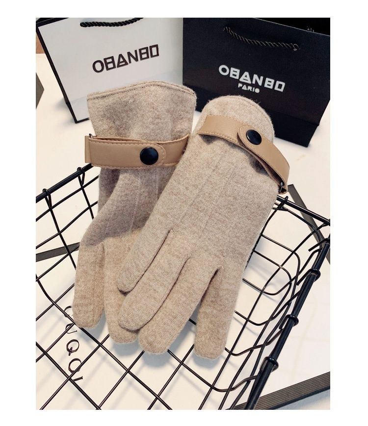 Uld handsker til mænd med touchscreen, vintermodel med fortykket fleece for varme, modstandsdygtighed over for kold vind, cool og afslappet kørsel_voghion.com