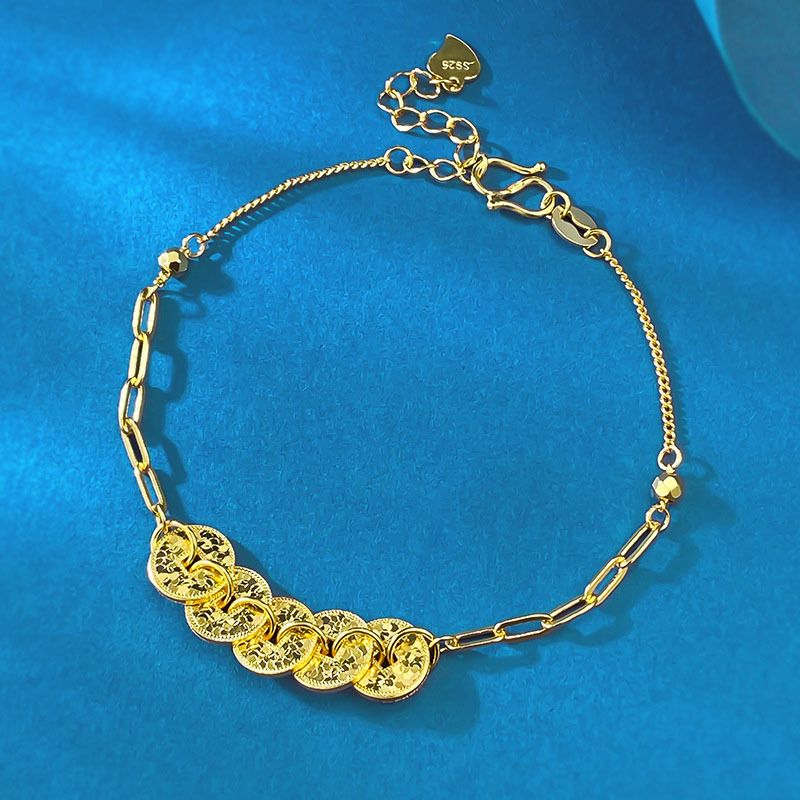 Bracciale Duoduo con denaro in ghiaccio tritato lucido, modello di gioielli Xiancan, moneta dei Cinque Imperatori, nuovo stile cinese, tendenza nazionale_voghion.com