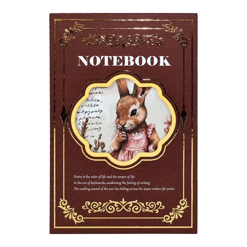 Education & Office Supplies New Bronzing Vintage Rabbit Notebook Portable Triple Folding Journal Cross-border Best-selling Record Book_voghion.com