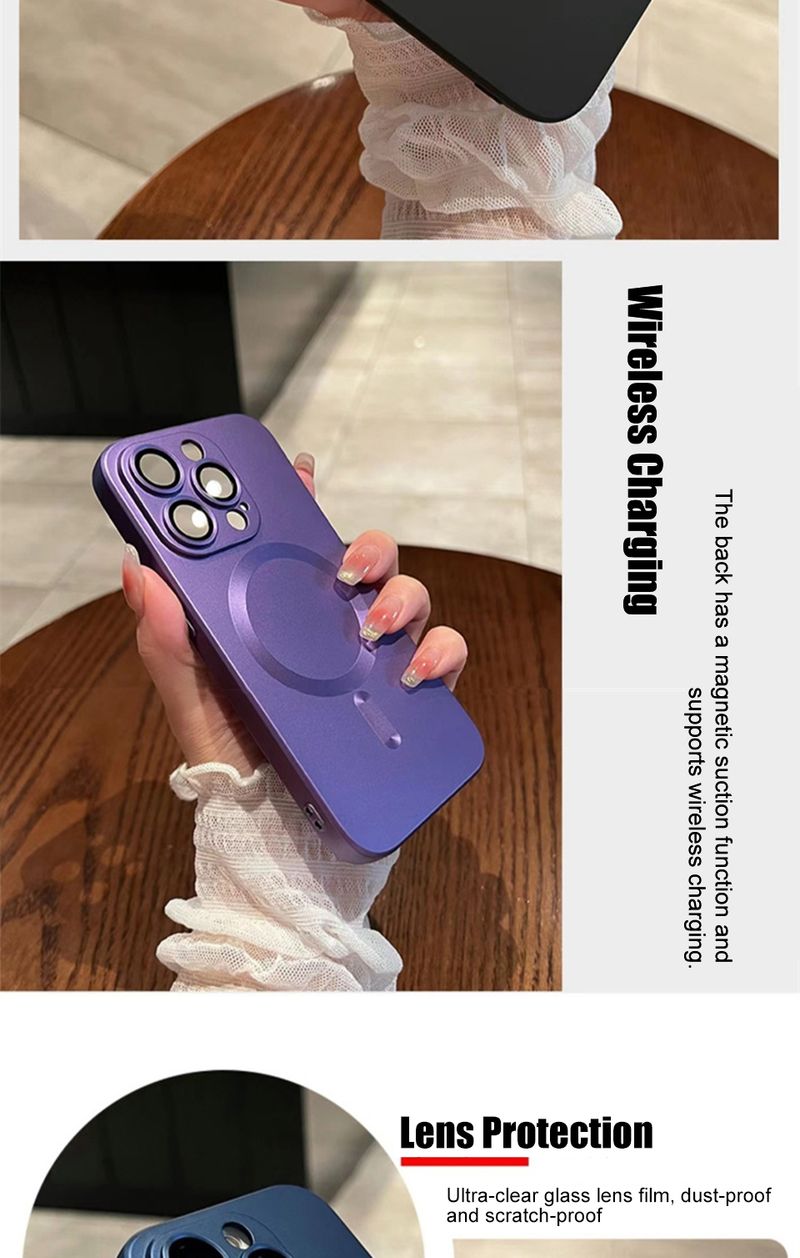 Mag Safe Matte Phone Cases For IPhone 11 13 12 14 15 Pro Max Plus Luxury Magnetic Shockproof Case Camera Lens Protector Cover_voghion.com
