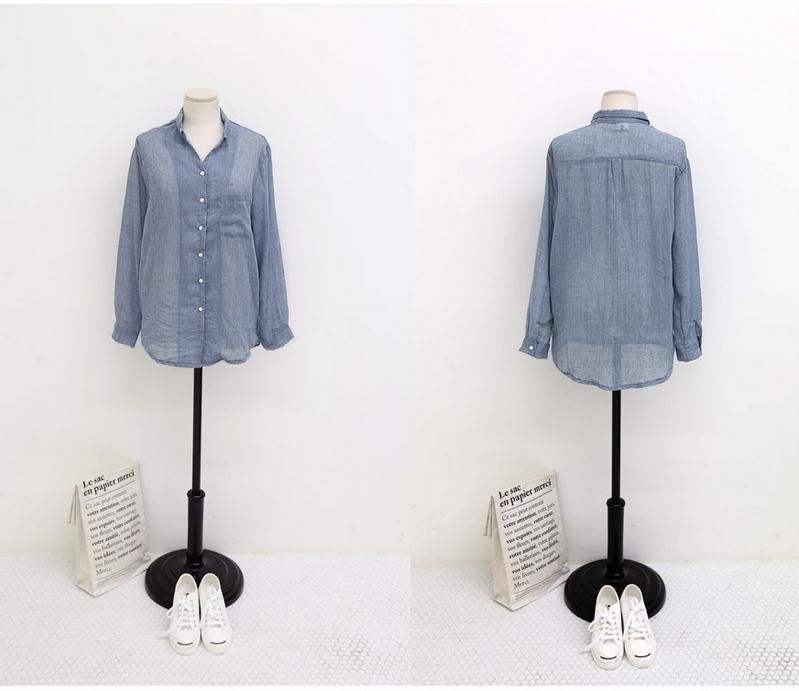 Abbigliamento da donna Camicie casual Maniche lunghe Camicie larghe e sottili da donna Camicia casual in lino Manica lunga Vestibilità ampia Leggera Protezione solare Top_voghion.com