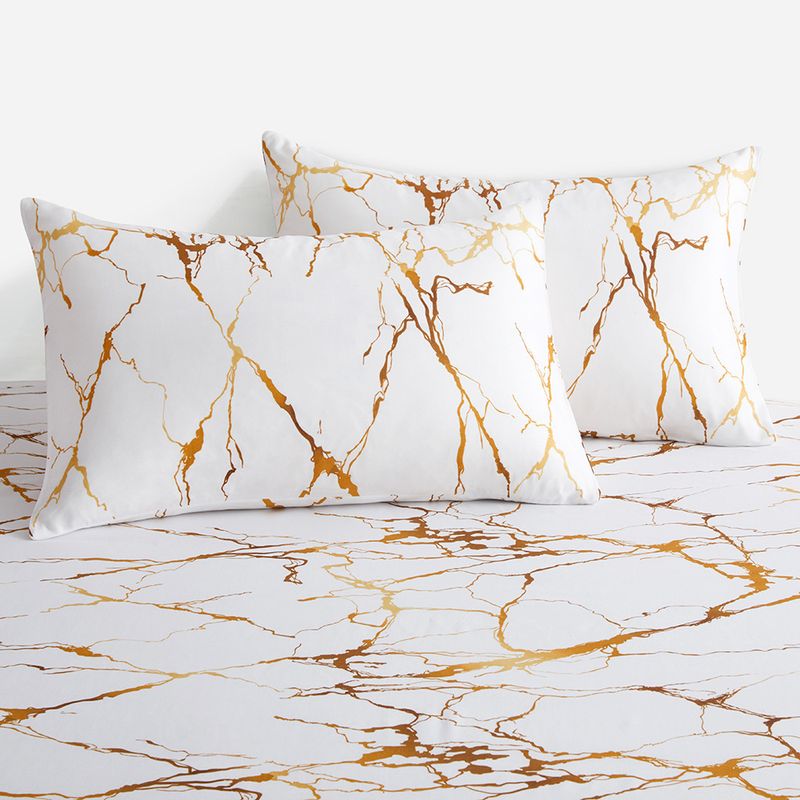 Soft Fiber Marble Platinum Double Sided Printed Quilt Cover Duvet Cover Home Textile Bedding Three Piece Set_voghion.com