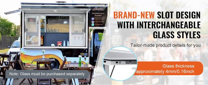 VEVOR Concession Window 36"x36", Aluminum Alloy Food Truck Service Window With 4 Horizontal Sliding Windows & Awning Door & Drag Hook, Up To 85 Degrees Serving Window For Food Truck Concession Trailer_voghion.com