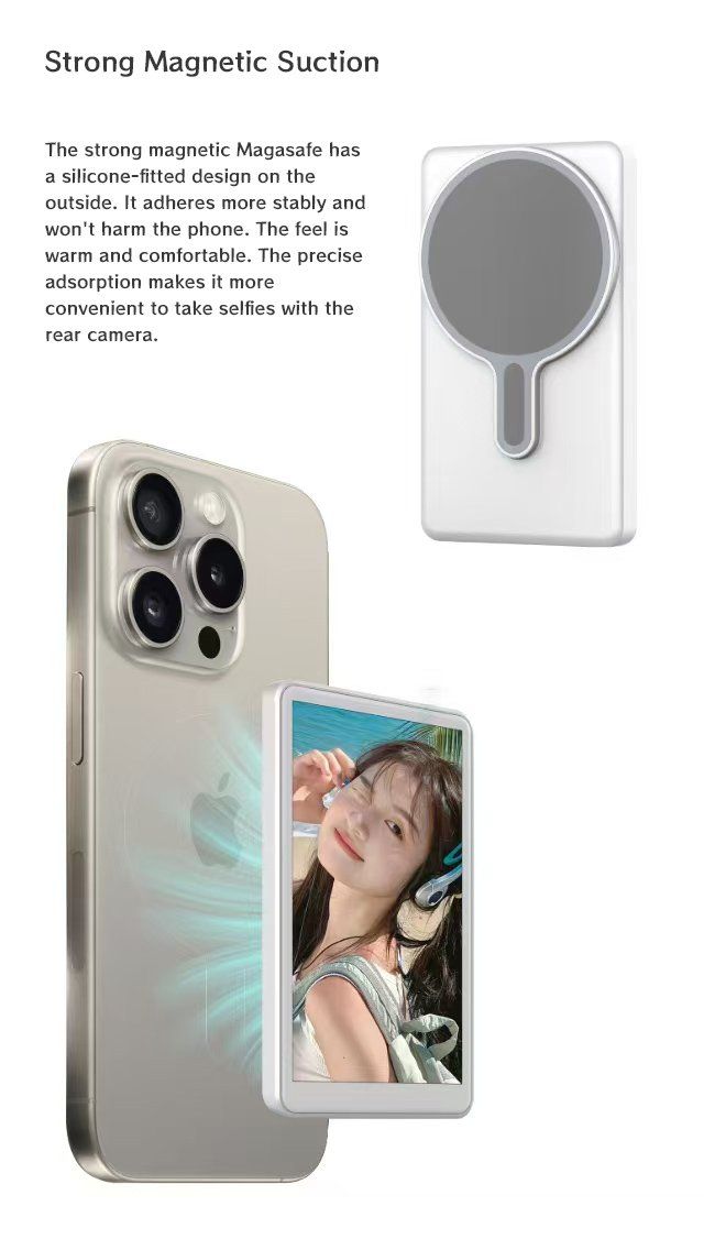 Magnetic Cell Phone Vlog Self Timer Monitor Screen Using Rear Camera Monitor For Live Streaming Creating Content Self-Timer_voghion.com