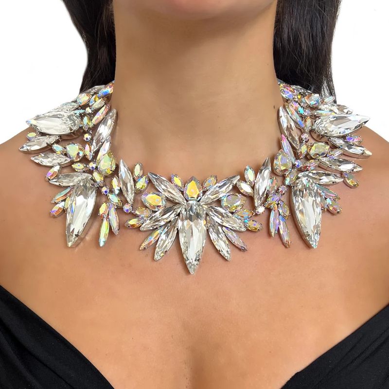 New Exaggerated Design Sense Rhinestone Collarbone Chain Banquet Versatile Accessory Necklace_voghion.com