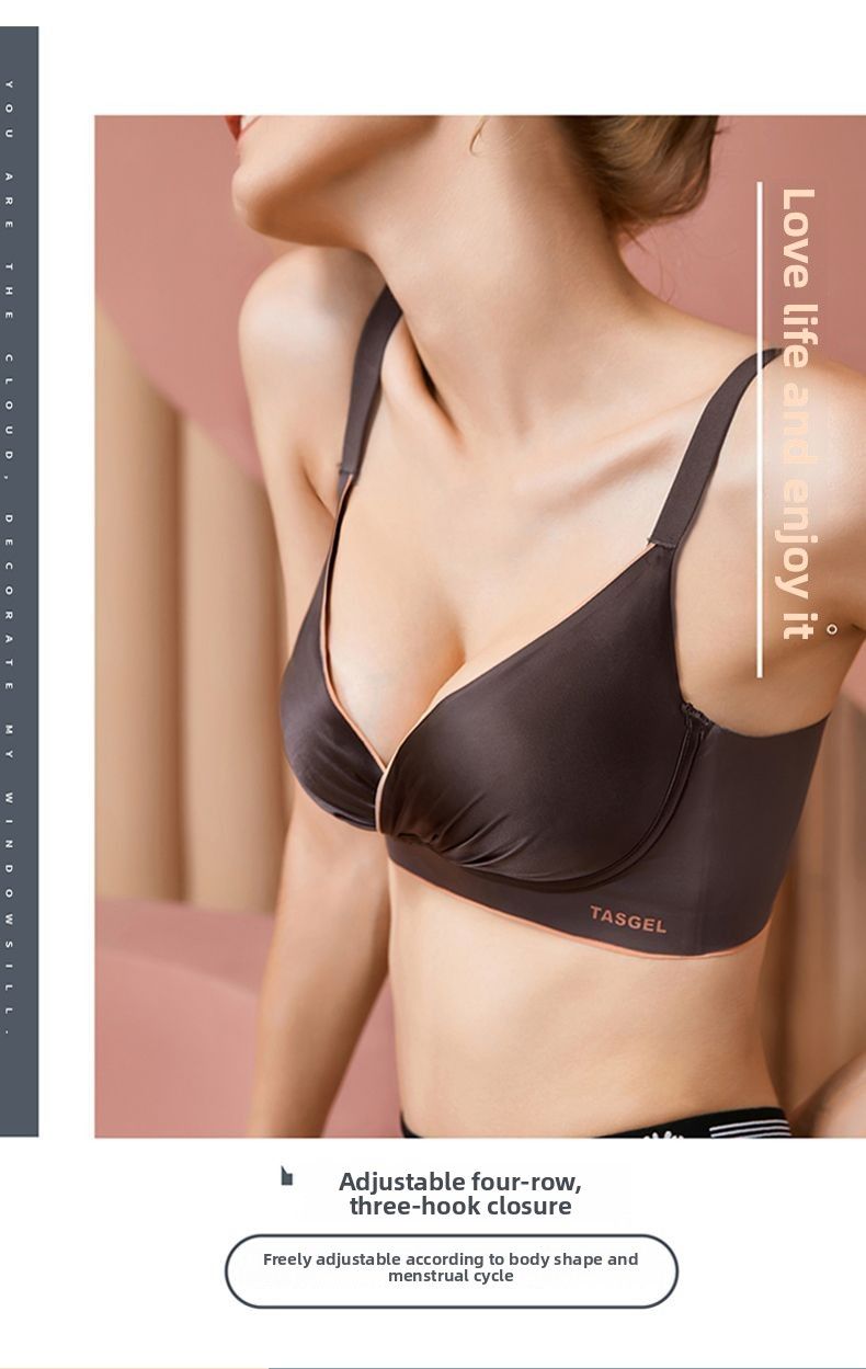 Doraime Women's Underwear Wireless Push-Up Seamless Antibacterial Side Support Anti-Sagging High-End Bra_voghion.com