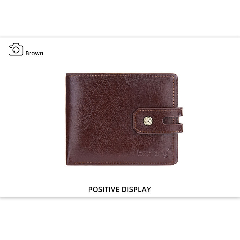 Baellerry New Paragraph Men's Short Wallet Retro Multi-card Buckle Wallet Simple Zipper Coin Purse_voghion.com
