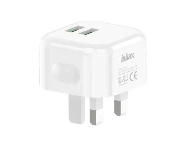 Chargeur rapide double USB 2,4 A, 2 ports, adaptateur secteur mural 3 broches pour Royaume-Uni_voghion.com