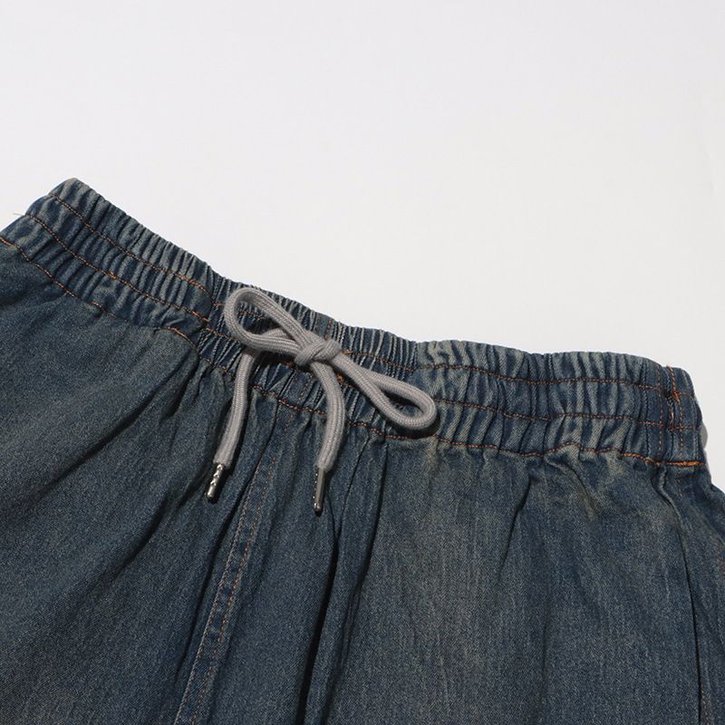 Damenbekleidung Mode sexy Hot Girl Style Sommer neue Spitze Spleißen Hosenträger Top + Kordelzug Denim Mode Shorts_voghion.com