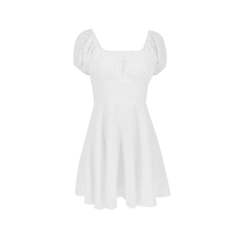 AC250 2024 Neue INS frauen Sommer Französisch Stil Elegante Square Neck Rüschen Taille Cinched Kleid Falten Outfit Synonyme_voghion.com