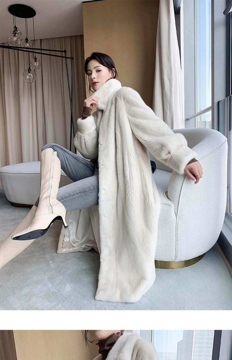 Cappotto lungo in finto velluto di visone per donna – Giacca oversize in peluche con collo a scialle (S-XXL, crema/nero)_voghion.com