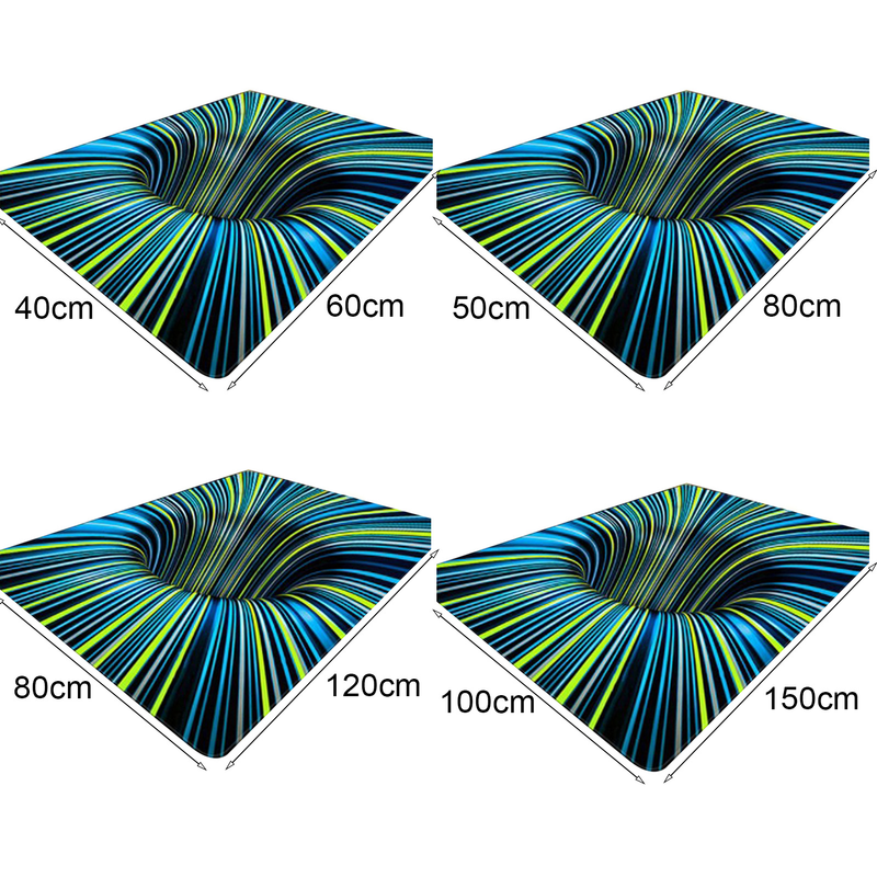 Sijiali Fußmatte, abstraktes geometrisches Muster, rutschfest, Polyester, maschinenwaschbar, 3D-Illusionsteppich für Schlafzimmer_voghion.com