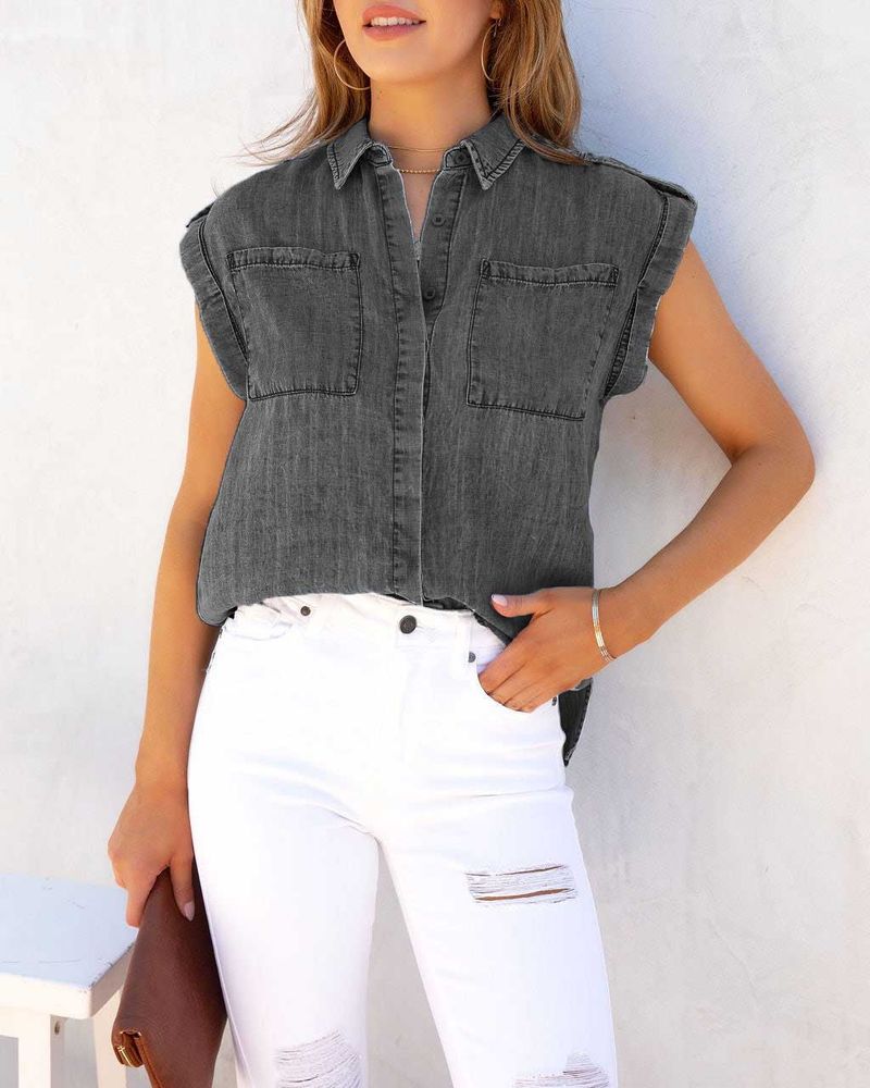 Camicie di jeans senza maniche da donna_voghion.com