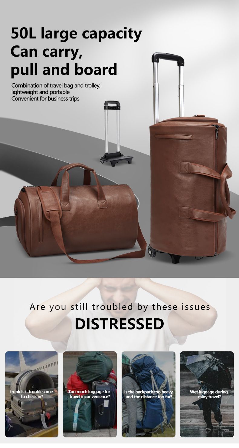 Travel Rod Suit Bag Suit Storage Formal Hand Crossbody Large Capacity Duffel Bag With Wheels_voghion.com